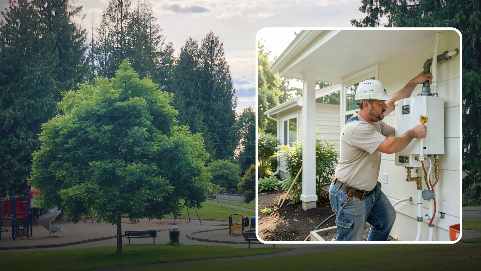 Tankless Water Heater Installation in Bonney Lake, Pierce County, WA - Tankless water heater installation delivering endless hot water and lower standby energy loss.
