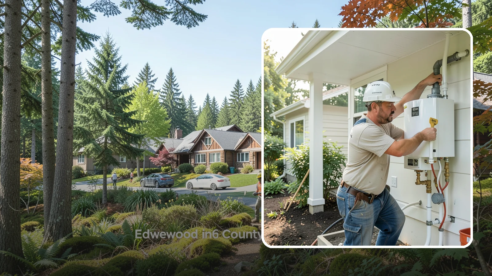 Tankless Water Heater Installation in Edgewood, Pierce County, WA - Tankless water heater installation delivering endless hot water and lower standby energy loss.