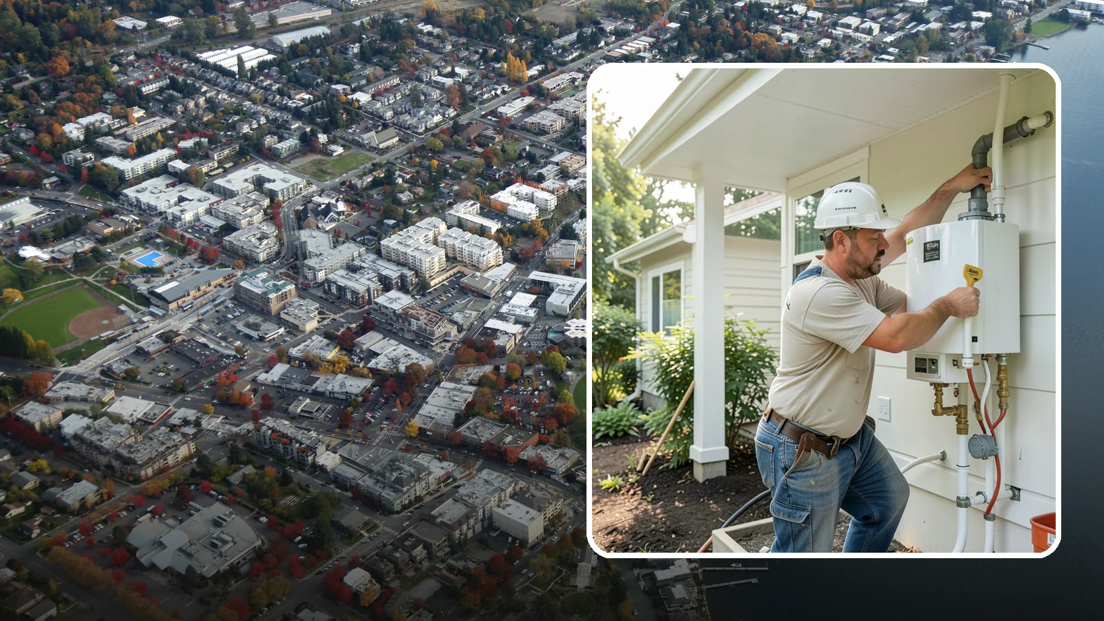 Tankless Water Heater Installation in Kirkland, King County, WA - Tankless water heater installation delivering endless hot water and lower standby energy loss.