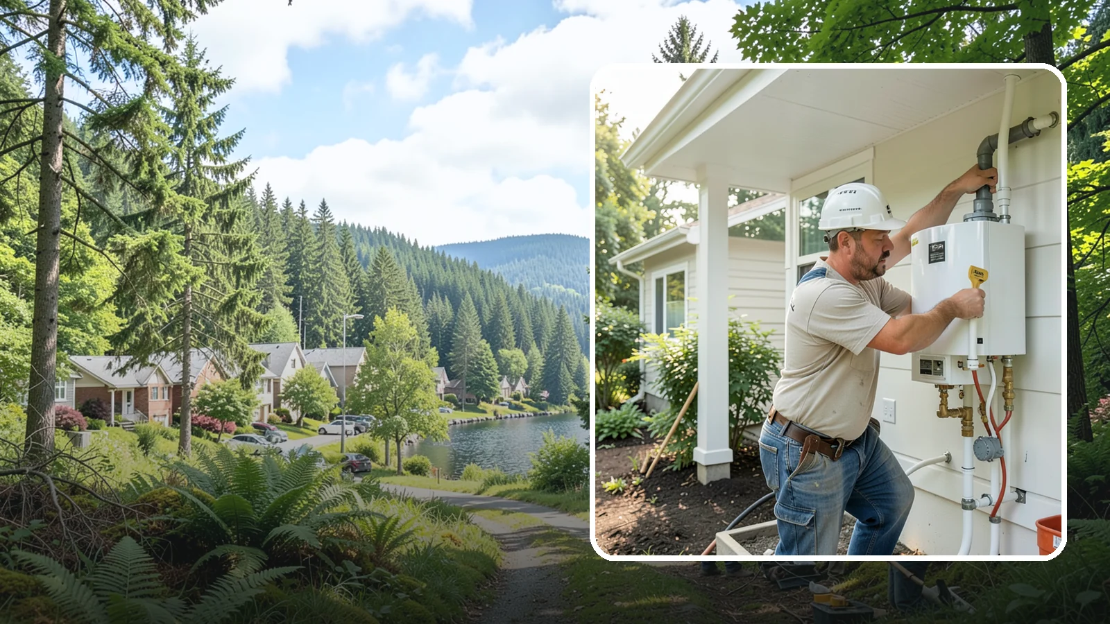 Tankless Water Heater Installation in Lake Forest Park, King County, WA - Tankless water heater installation delivering endless hot water and lower standby energy loss.