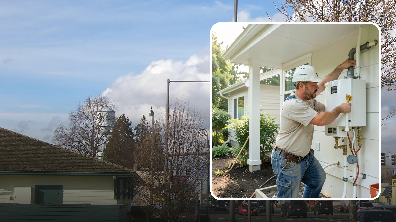 Tankless Water Heater Installation in Marysville, Snohomish County, WA - Tankless water heater installation delivering endless hot water and lower standby energy loss.