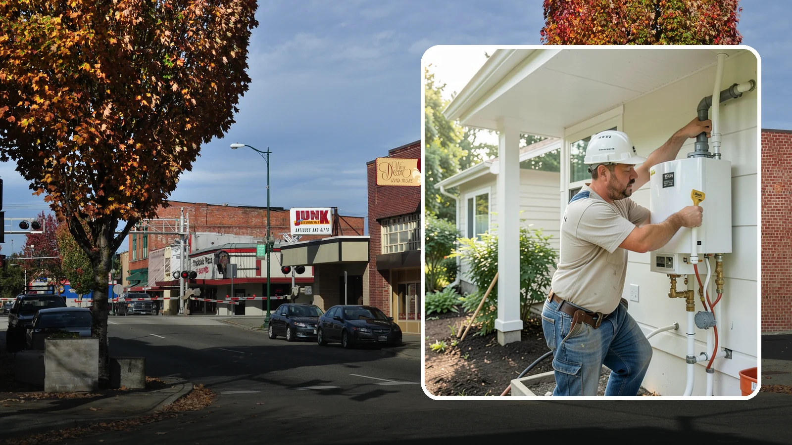 Tankless Water Heater Installation in Puyallup, Pierce County, WA - Tankless water heater installation delivering endless hot water and lower standby energy loss.