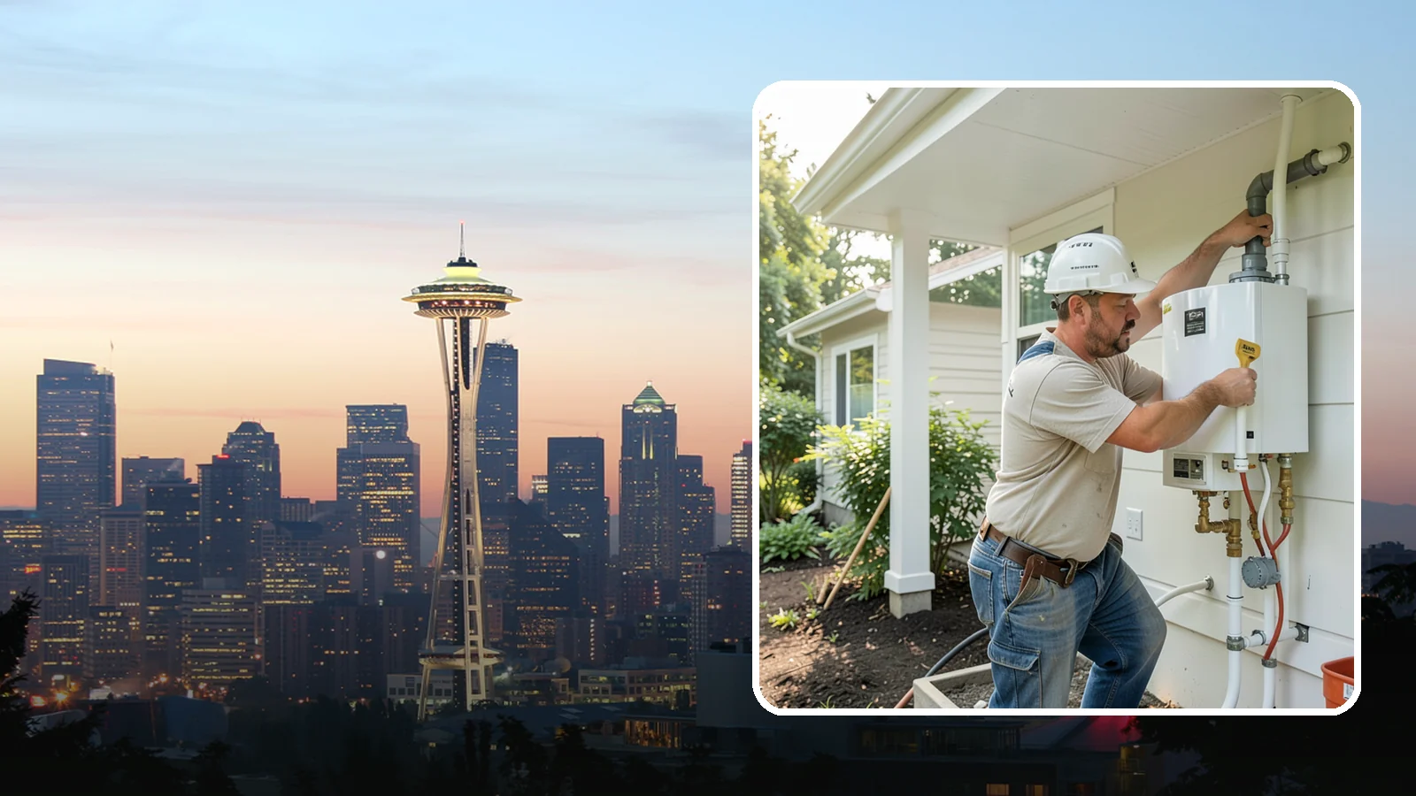 Tankless Water Heater Installation in Seattle, King County, WA - Tankless water heater installation delivering endless hot water and lower standby energy loss.