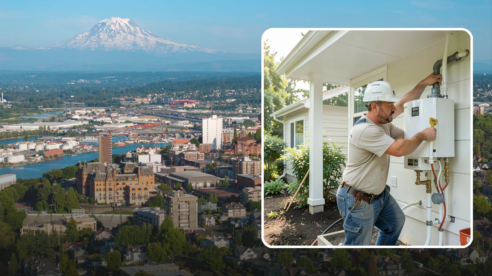 Tankless Water Heater Installation in Tacoma, Pierce County, WA - Tankless water heater installation delivering endless hot water and lower standby energy loss.