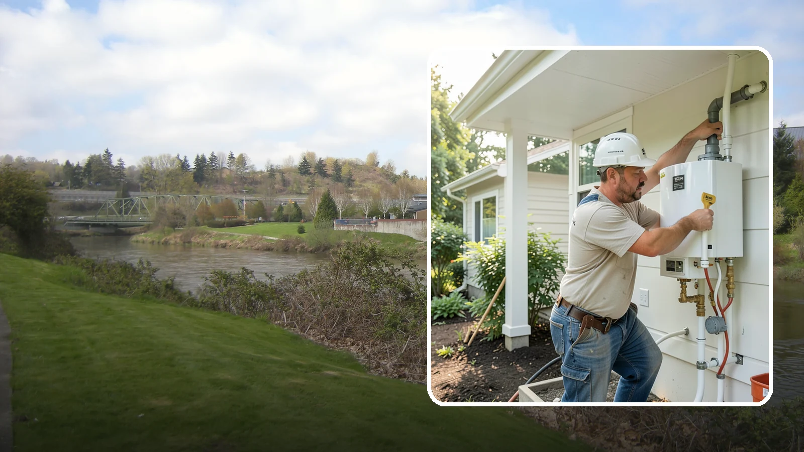 Tankless Water Heater Installation in Tukwila, King County, WA - Tankless water heater installation delivering endless hot water and lower standby energy loss.