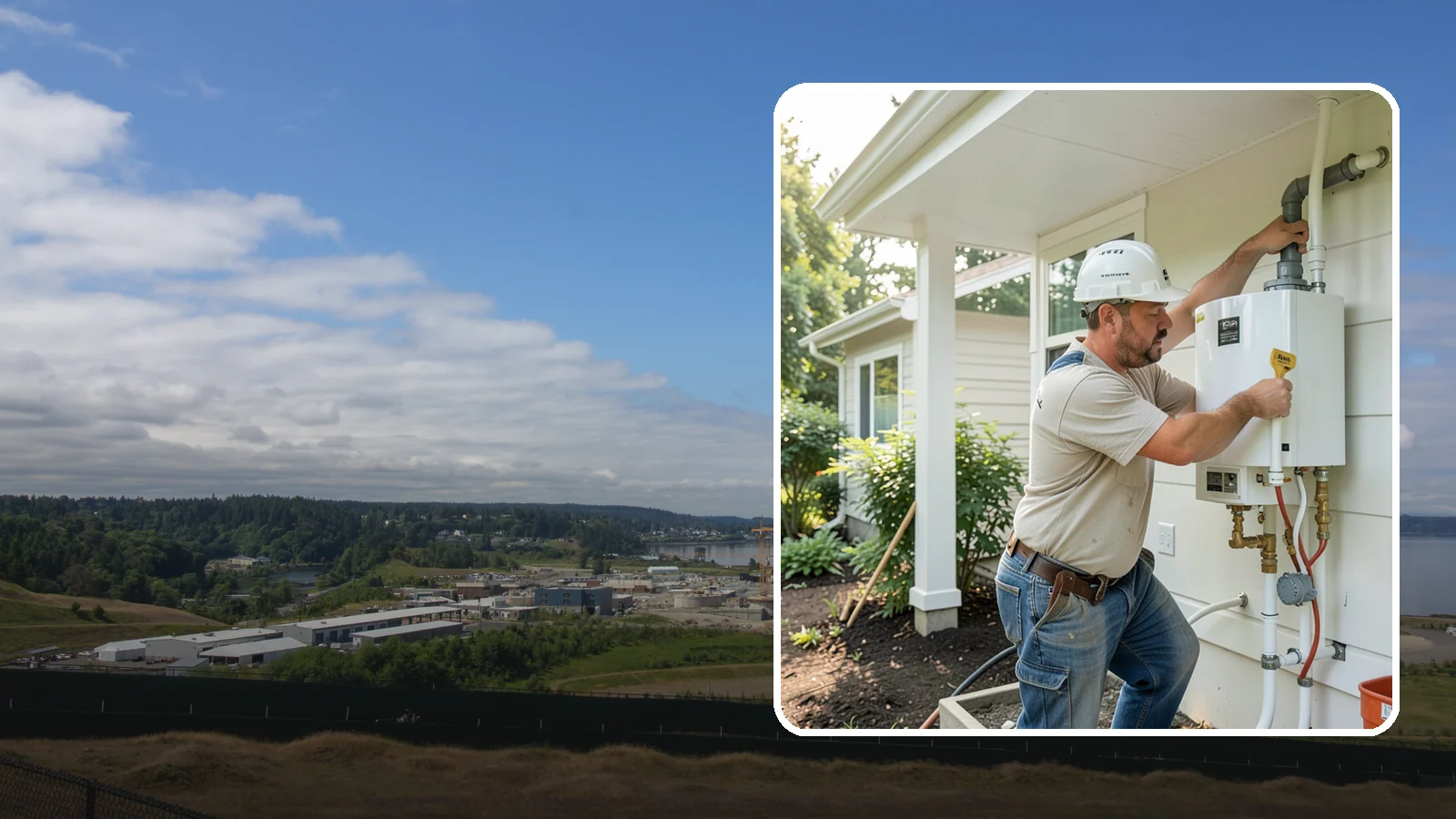 Tankless Water Heater Installation in University Place, Pierce County, WA - Tankless water heater installation delivering endless hot water and lower standby energy loss.