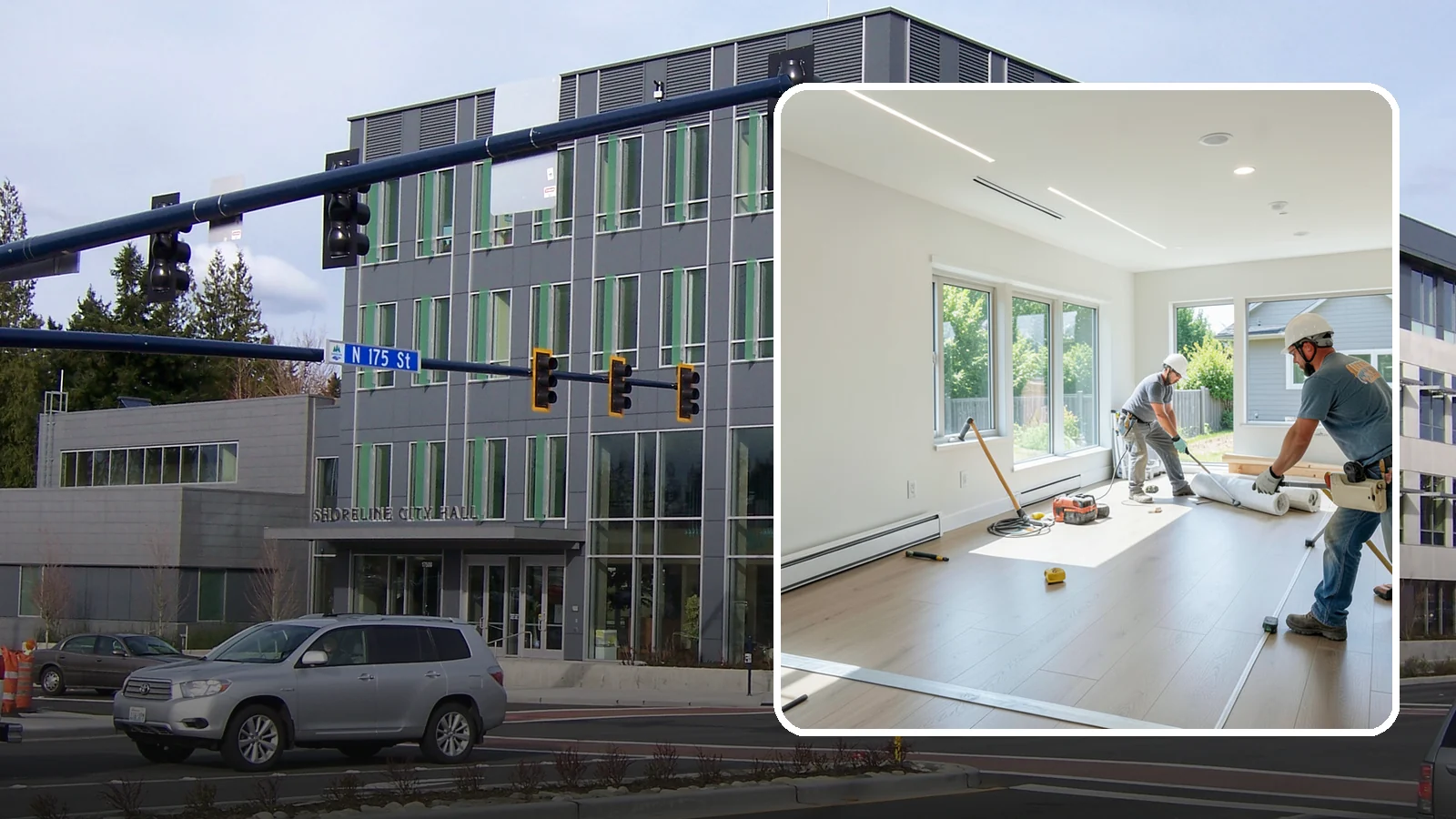 Tenant Improvement in Shoreline, King County, WA - Build-out of leased commercial space to fit a new tenant's operations and brand.