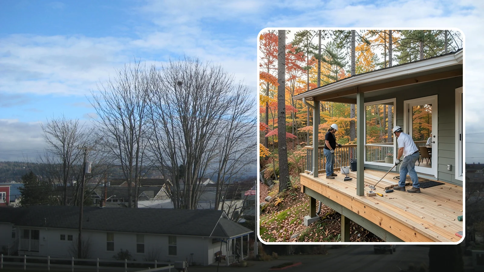 Three-Season Porch in Langley, Island County, WA - Three-season porch construction that extends comfortable living across spring, summer, and fall.