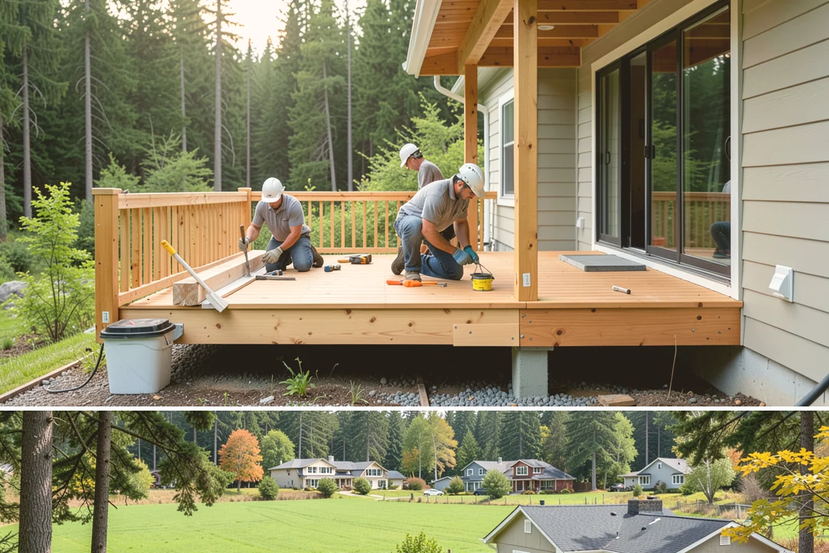Three-Season Porch in Lyman, Skagit County, WA - Summer construction lets you enjoy the finished three-season porch through the beautiful Northwest fall.