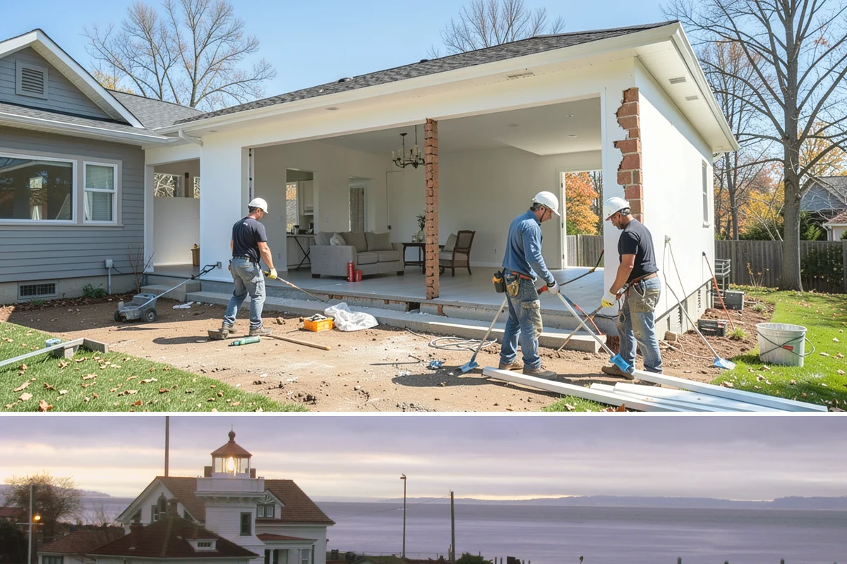 Three-Season Porch in Mukilteo, Snohomish County, WA - Summer construction lets you enjoy the finished three-season porch through the beautiful Northwest fall.