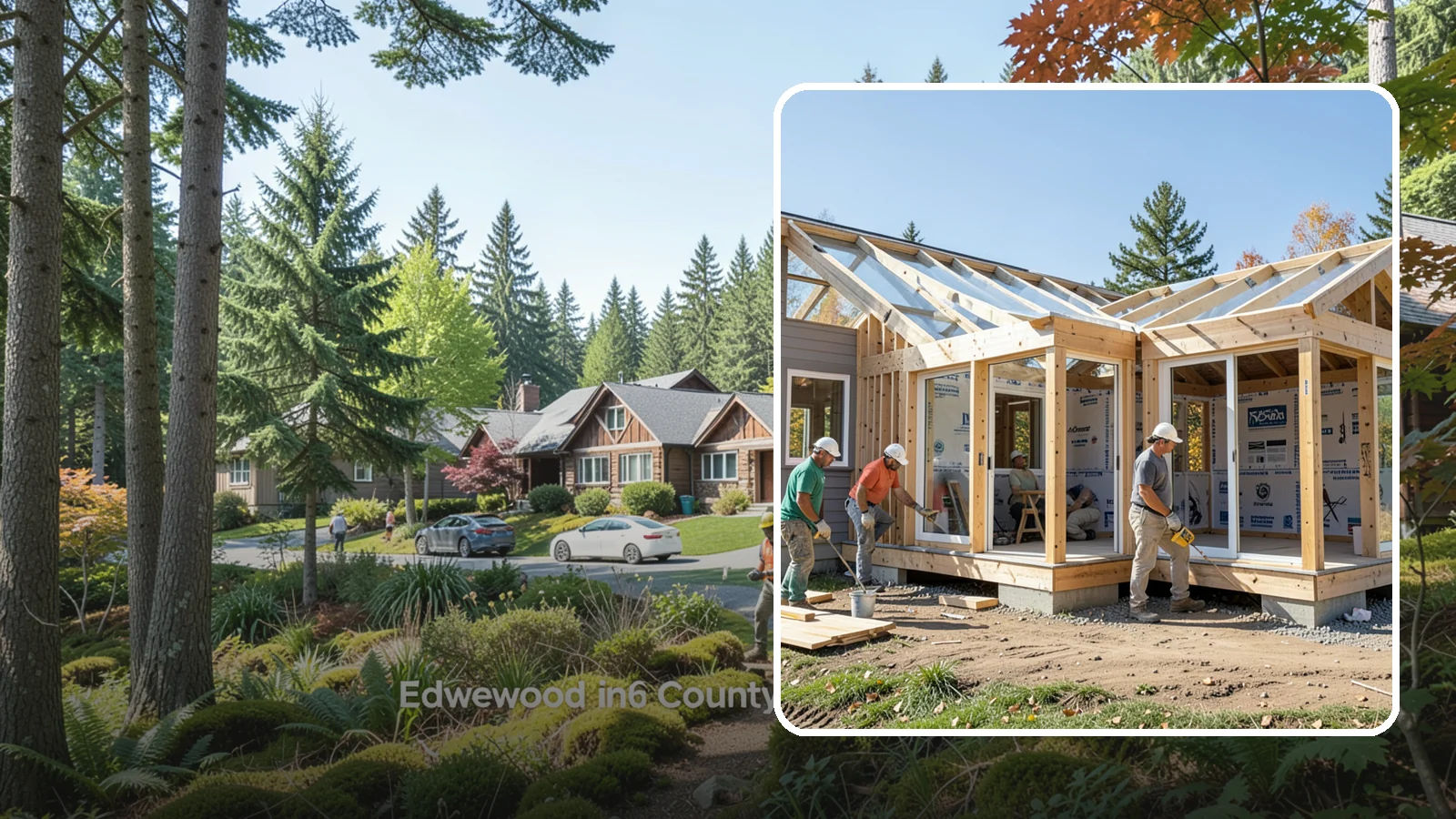Three-Season Room Construction in Edgewood, Pierce County, WA - A partially conditioned enclosed room ideal for spring, summer, and fall use.