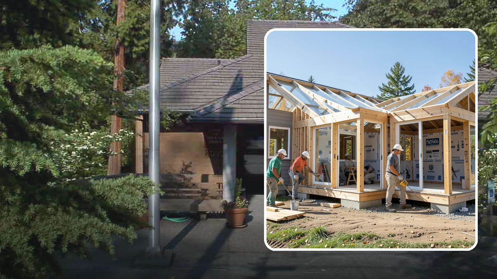 Three-Season Room Construction in Yarrow Point, King County, WA - A partially conditioned enclosed room ideal for spring, summer, and fall use.