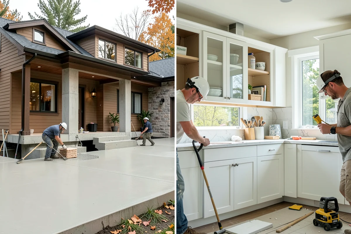 Tile Removal in Concrete, Skagit County, WA - Mask and protect adjacent areas for dust control