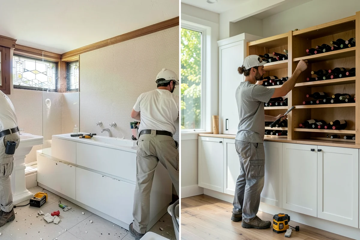 Tile Removal in Maple Valley, King County, WA - Mask and protect adjacent areas for dust control