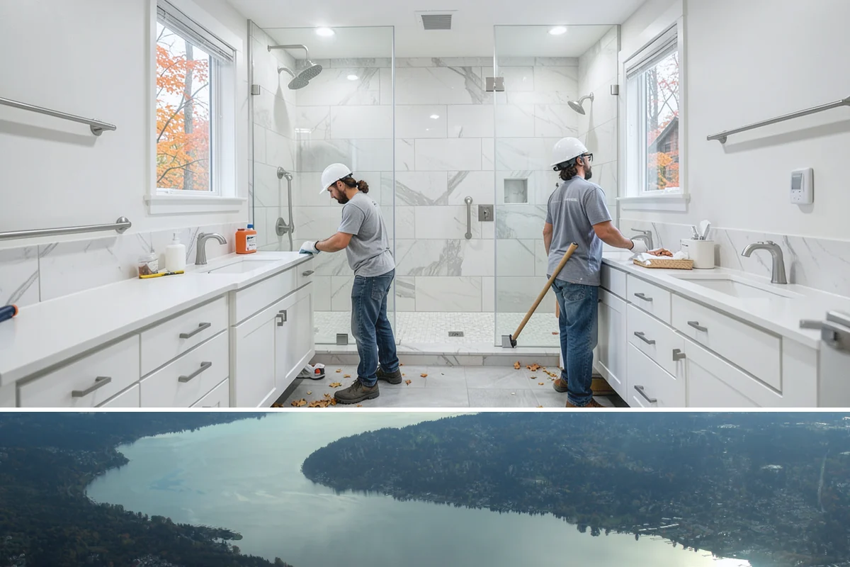 Tile Removal in Sammamish, King County, WA - Tear-out is an indoor task available year-round and is typically the first step before a new floor or shower.