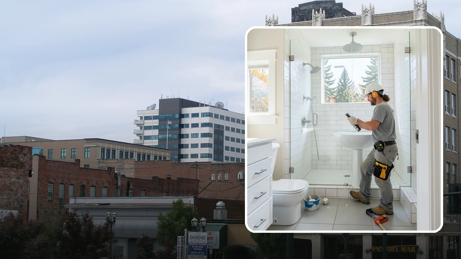 Tile Shower Installation in Everett, Snohomish County, WA - A tile shower installation surrounds your bathing space in custom, waterproof tilework.