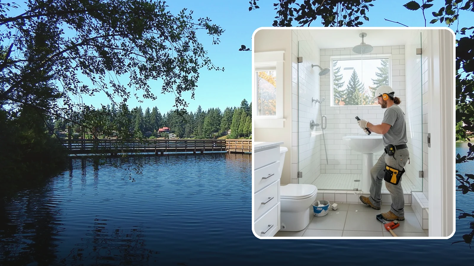 Tile Shower Installation in Federal Way, King County, WA - A tile shower installation surrounds your bathing space in custom, waterproof tilework.