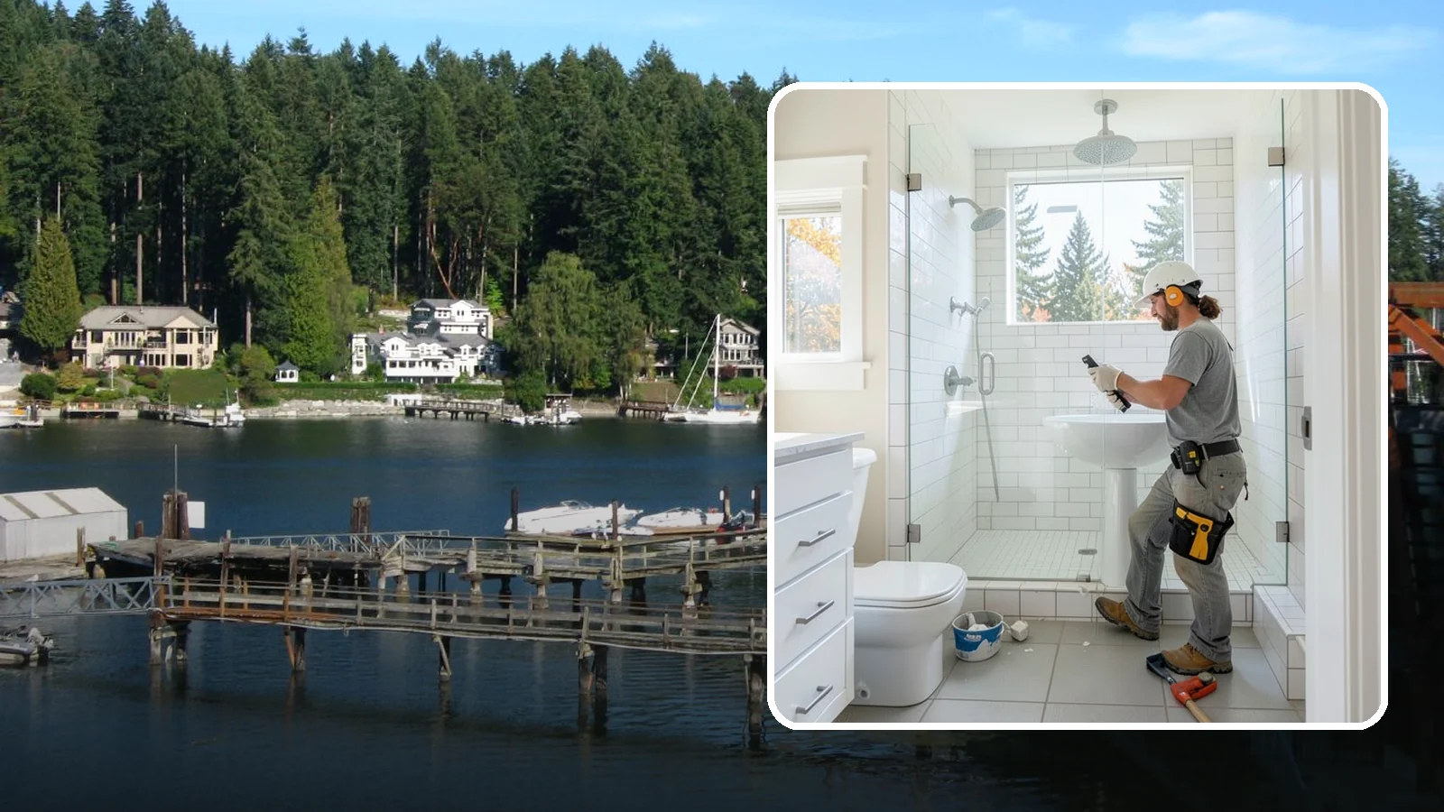 Tile Shower Installation in Gig Harbor, Pierce County, WA - A tile shower installation surrounds your bathing space in custom, waterproof tilework.