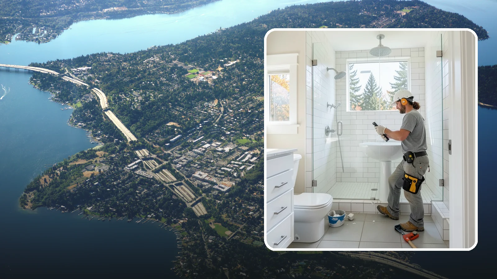 Tile Shower Installation in Mercer Island, King County, WA - A tile shower installation surrounds your bathing space in custom, waterproof tilework.