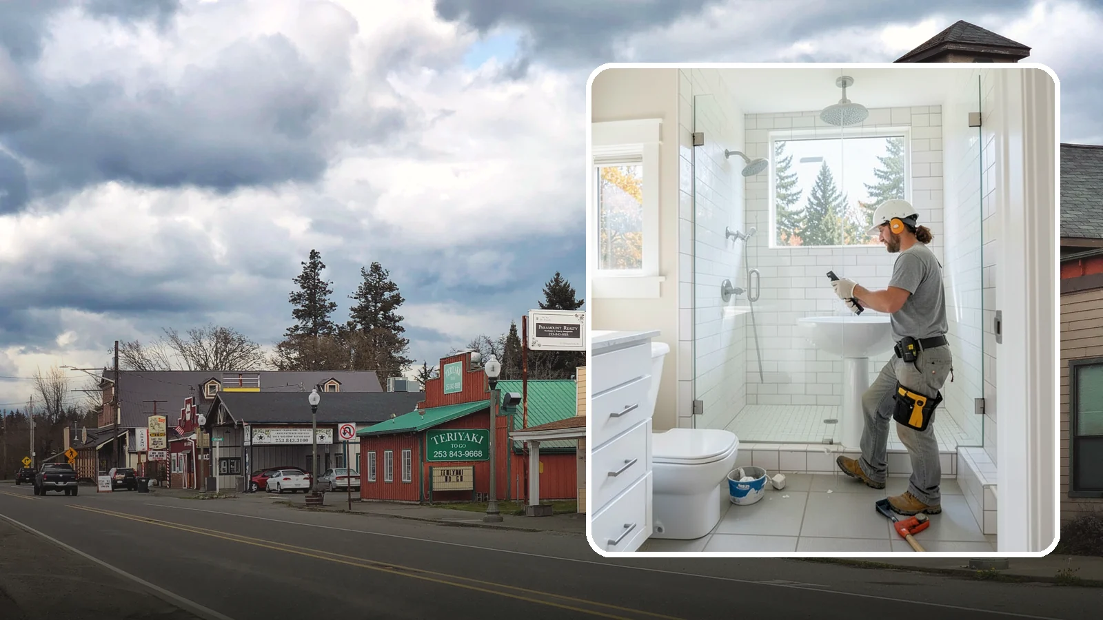 Tile Shower Installation in Roy, Pierce County, WA - A tile shower installation surrounds your bathing space in custom, waterproof tilework.
