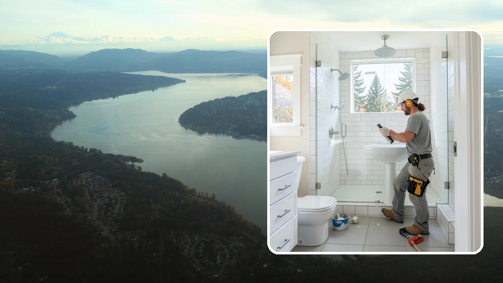 Tile Shower Installation in Sammamish, King County, WA - A tile shower installation surrounds your bathing space in custom, waterproof tilework.