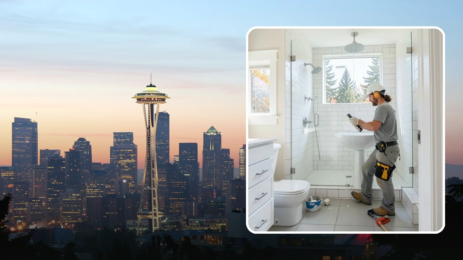 Tile Shower Installation in Seattle, King County, WA - A tile shower installation surrounds your bathing space in custom, waterproof tilework.