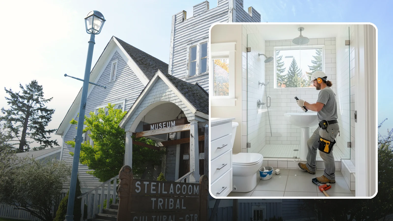 Tile Shower Installation in Steilacoom, Pierce County, WA - A tile shower installation surrounds your bathing space in custom, waterproof tilework.