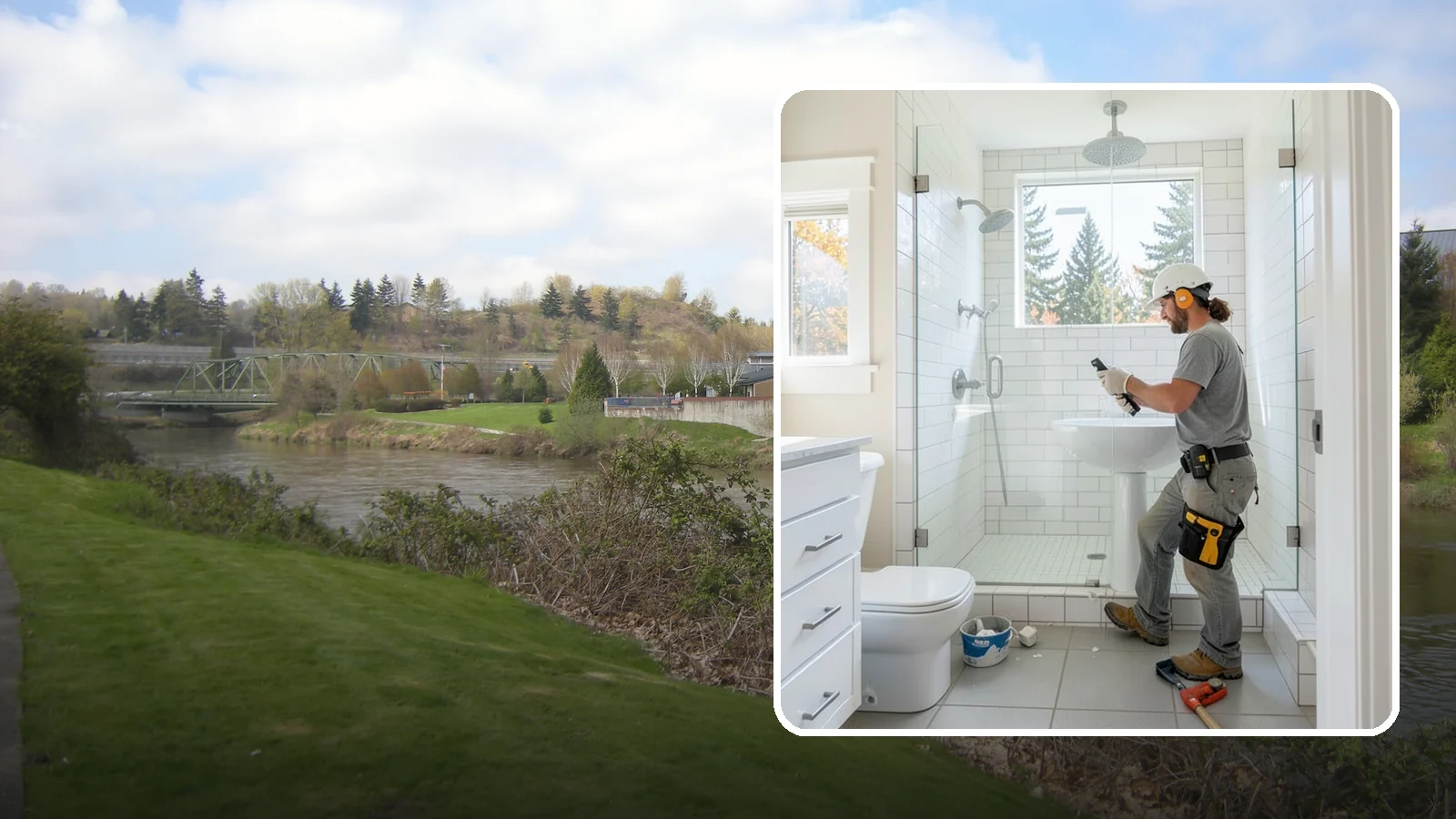 Tile Shower Installation in Tukwila, King County, WA - A tile shower installation surrounds your bathing space in custom, waterproof tilework.