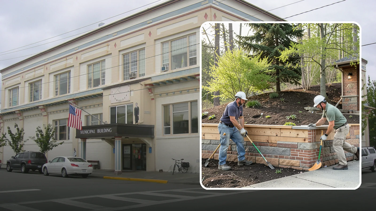 Timber Retaining Wall in Anacortes, Skagit County, WA - Building a retaining wall from pressure-treated timbers for an economical, warm-toned solution on moderate slopes.