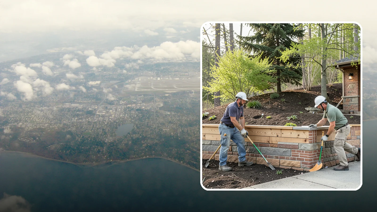 Timber Retaining Wall in Burien, King County, WA - Building a retaining wall from pressure-treated timbers for an economical, warm-toned solution on moderate slopes.