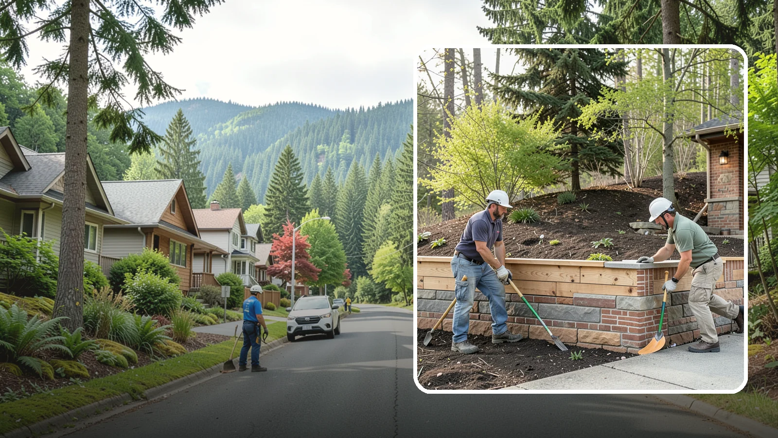 Timber Retaining Wall in Darrington, Snohomish County, WA - Building a retaining wall from pressure-treated timbers for an economical, warm-toned solution on moderate slopes.