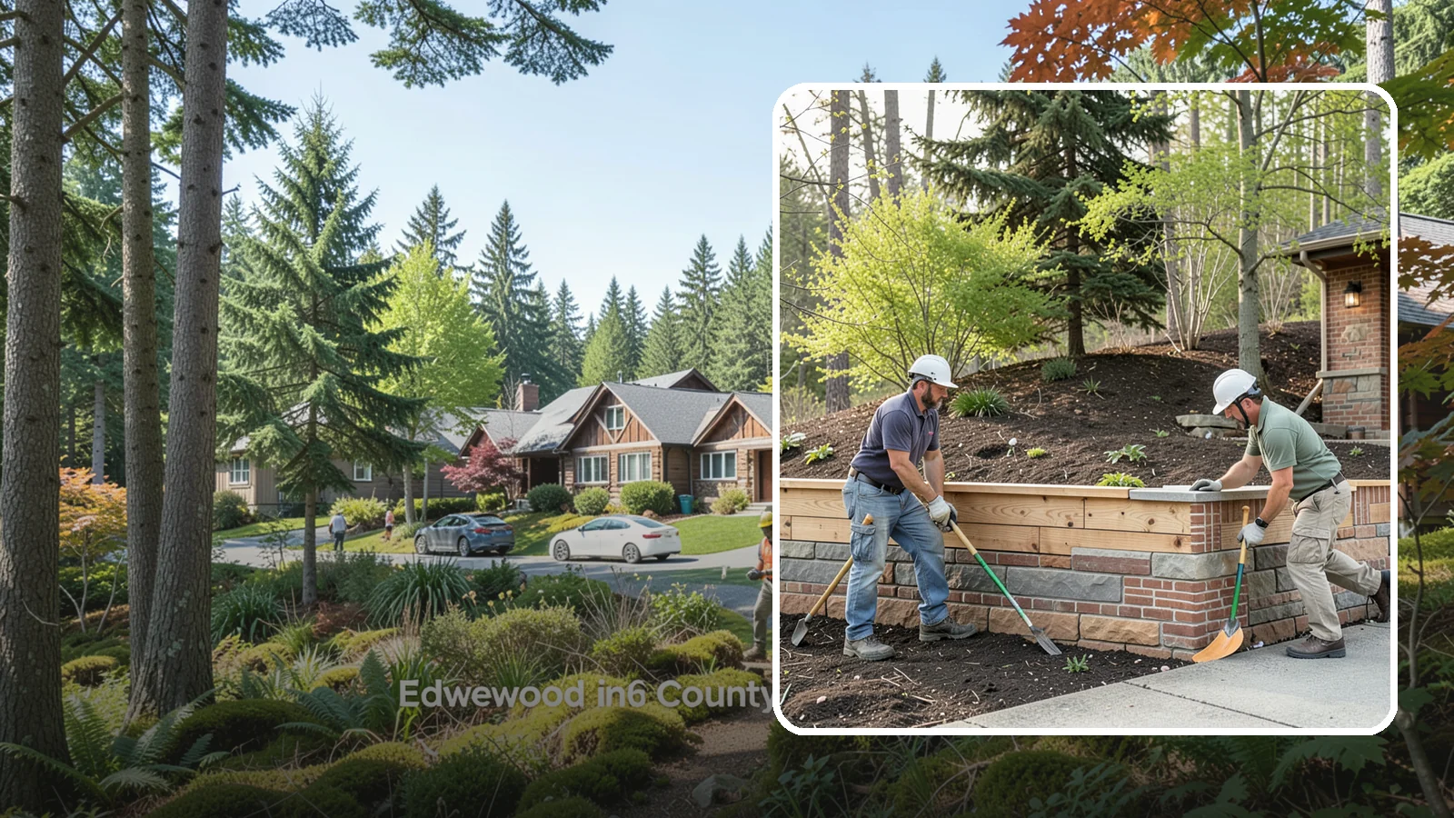 Timber Retaining Wall in Edgewood, Pierce County, WA - Building a retaining wall from pressure-treated timbers for an economical, warm-toned solution on moderate slopes.