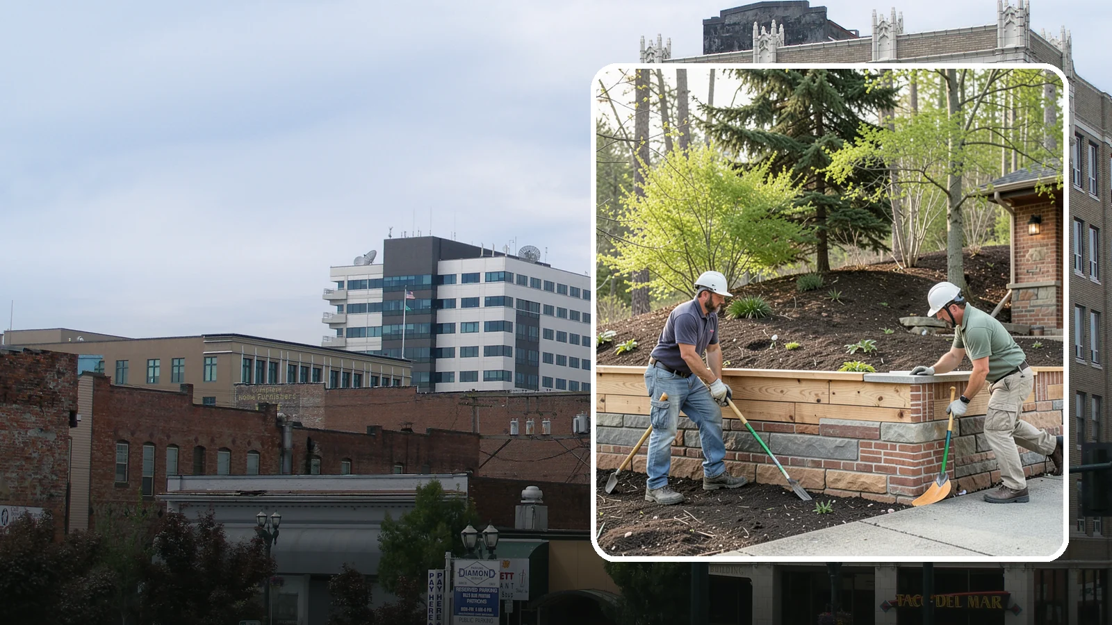 Timber Retaining Wall in Everett, Snohomish County, WA - Building a retaining wall from pressure-treated timbers for an economical, warm-toned solution on moderate slopes.