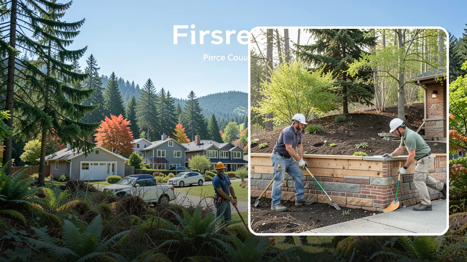 Timber Retaining Wall in Fircrest, Pierce County, WA - Building a retaining wall from pressure-treated timbers for an economical, warm-toned solution on moderate slopes.