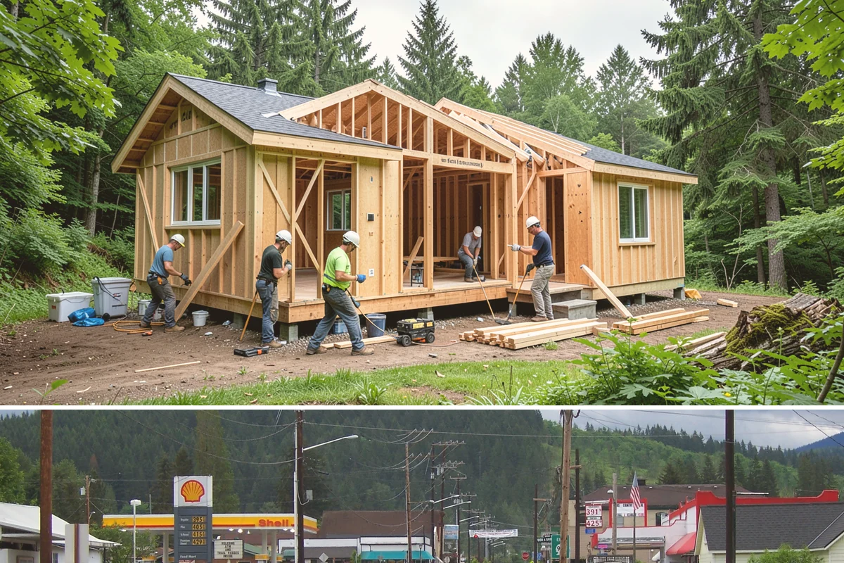 Timber Retaining Wall in Granite Falls, Snohomish County, WA - Timber walls are best installed in drier weather so the base and backfill compact well, typically late spring through early fall.