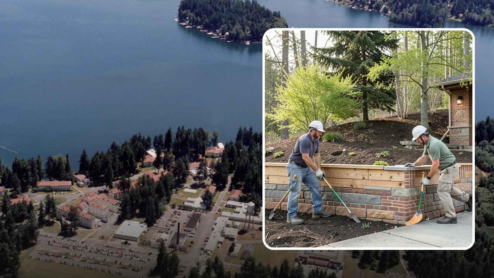 Timber Retaining Wall in Lakewood, Pierce County, WA - Building a retaining wall from pressure-treated timbers for an economical, warm-toned solution on moderate slopes.