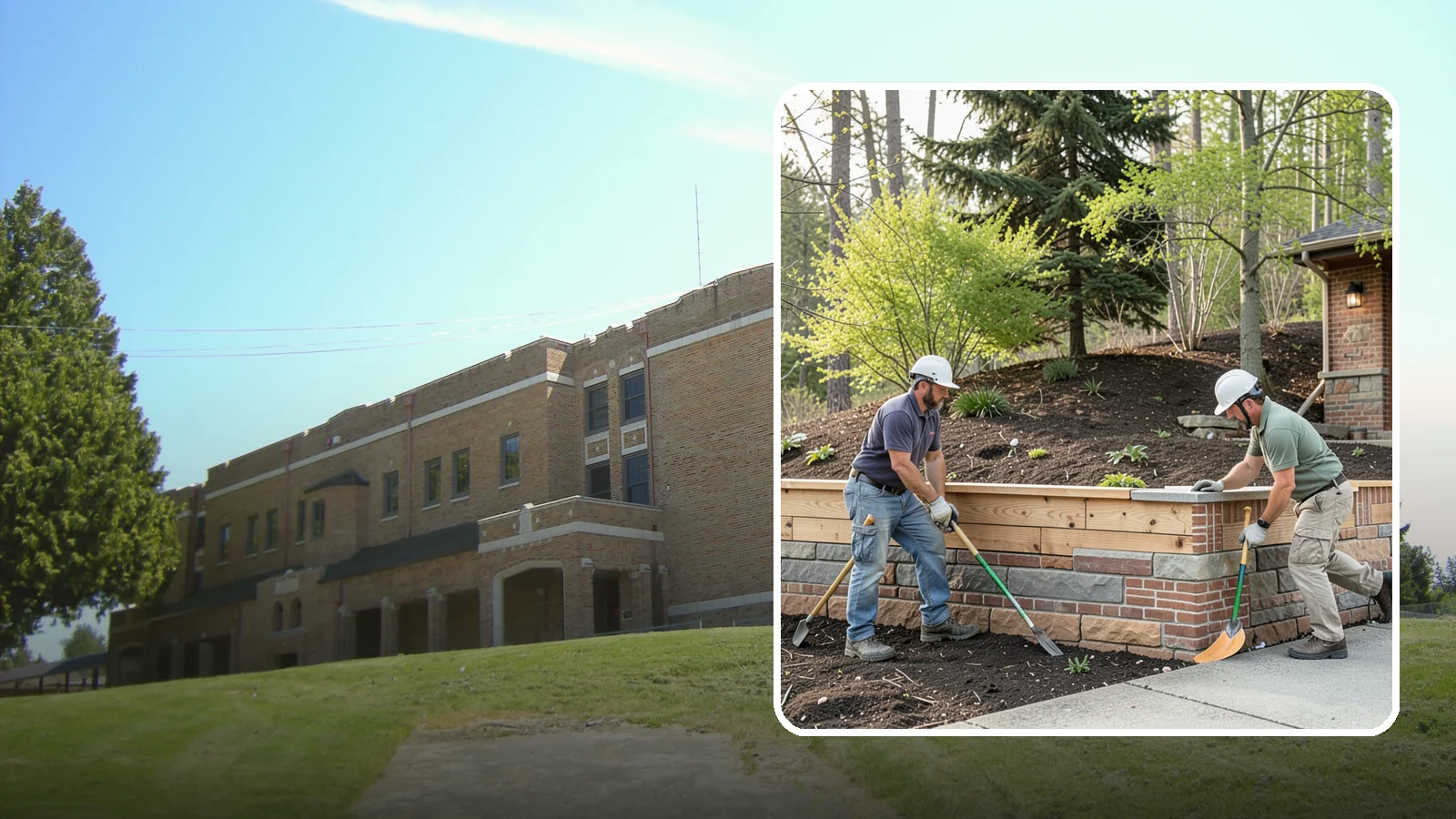 Timber Retaining Wall in Maple Valley, King County, WA - Building a retaining wall from pressure-treated timbers for an economical, warm-toned solution on moderate slopes.