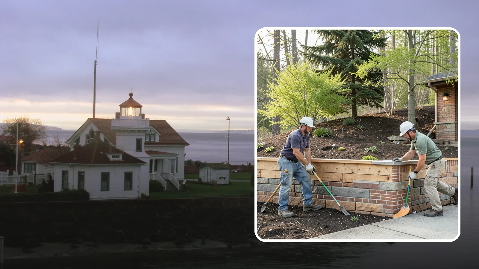 Timber Retaining Wall in Mukilteo, Snohomish County, WA - Building a retaining wall from pressure-treated timbers for an economical, warm-toned solution on moderate slopes.