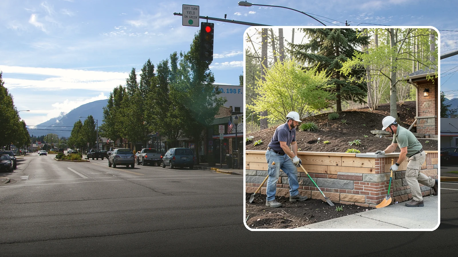 Timber Retaining Wall in North Bend, King County, WA - Building a retaining wall from pressure-treated timbers for an economical, warm-toned solution on moderate slopes.