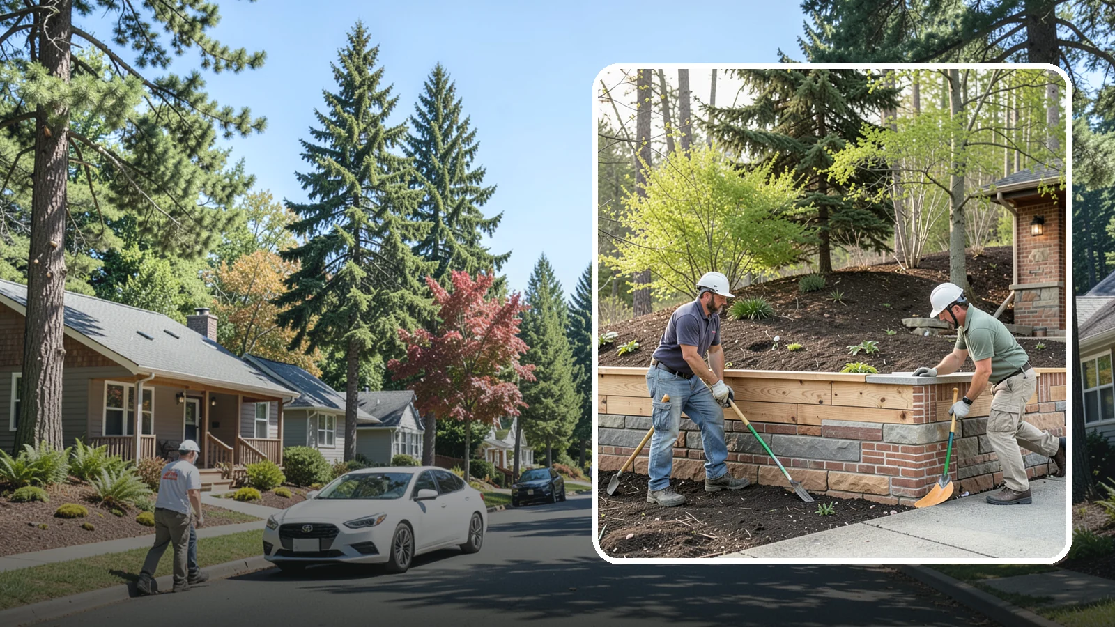 Timber Retaining Wall in Orting, Pierce County, WA - Building a retaining wall from pressure-treated timbers for an economical, warm-toned solution on moderate slopes.