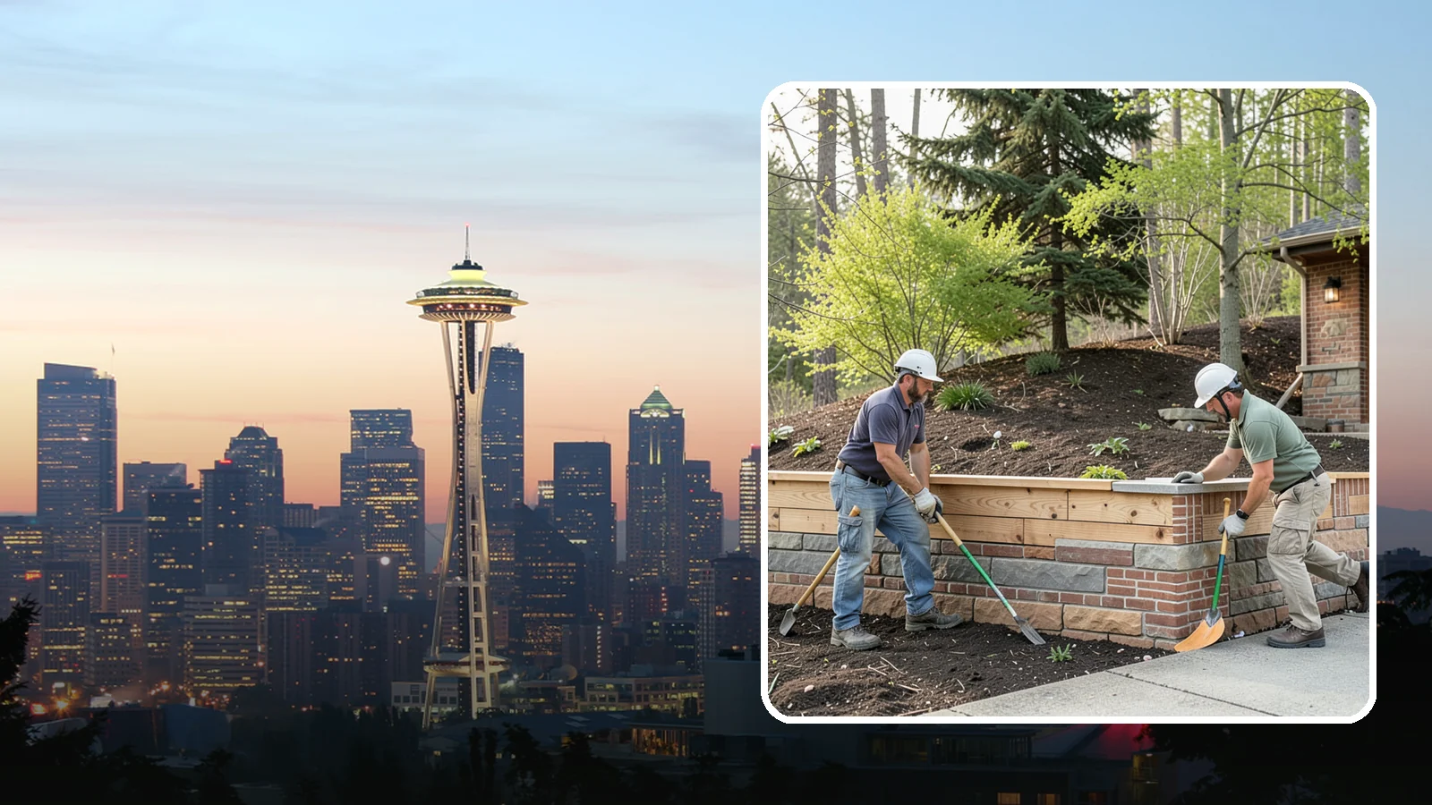 Timber Retaining Wall in Seattle, King County, WA - Building a retaining wall from pressure-treated timbers for an economical, warm-toned solution on moderate slopes.