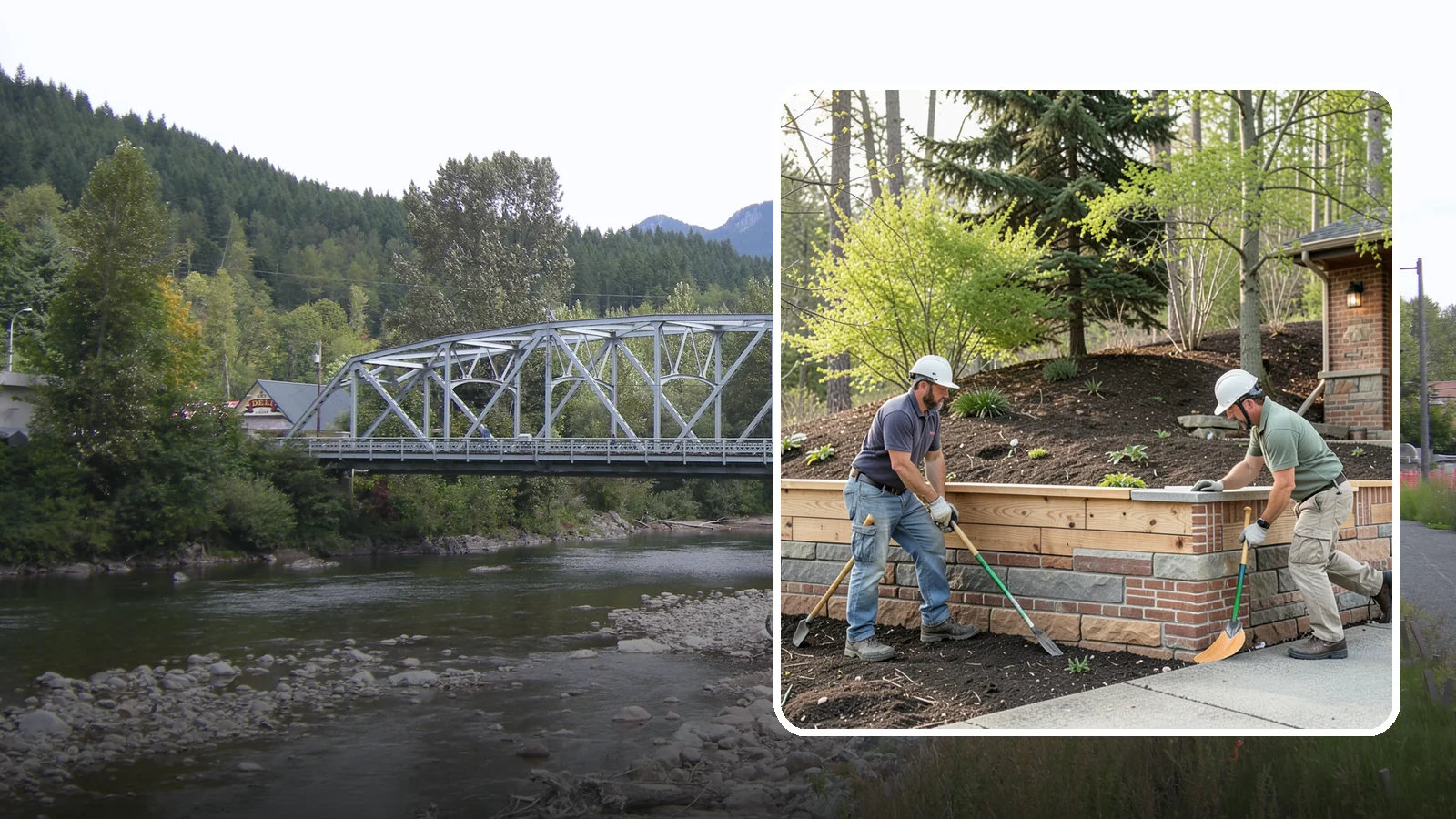 Timber Retaining Wall in Skykomish, King County, WA - Building a retaining wall from pressure-treated timbers for an economical, warm-toned solution on moderate slopes.