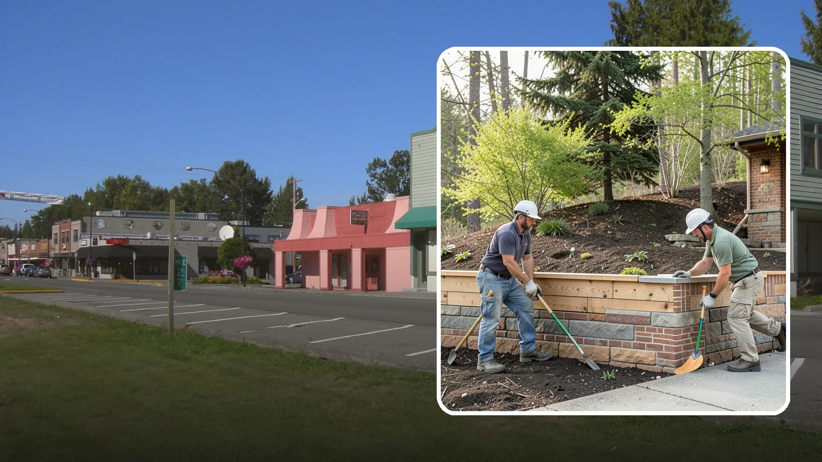 Timber Retaining Wall in Snoqualmie, King County, WA - Building a retaining wall from pressure-treated timbers for an economical, warm-toned solution on moderate slopes.
