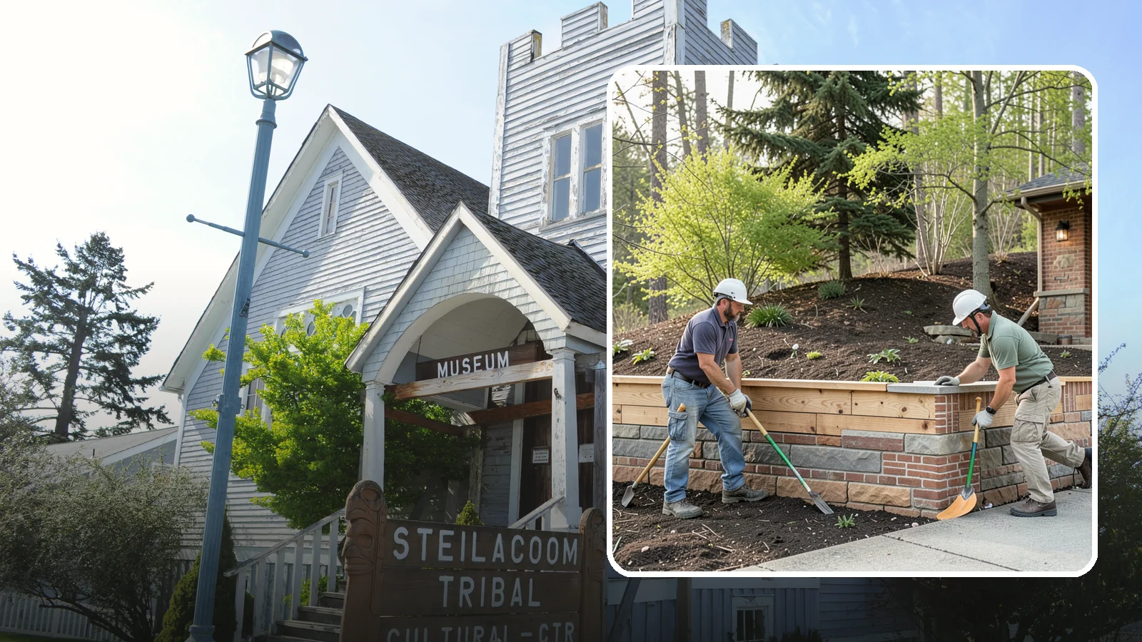Timber Retaining Wall in Steilacoom, Pierce County, WA - Building a retaining wall from pressure-treated timbers for an economical, warm-toned solution on moderate slopes.