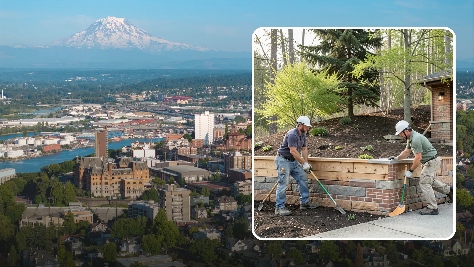 Timber Retaining Wall in Tacoma, Pierce County, WA - Building a retaining wall from pressure-treated timbers for an economical, warm-toned solution on moderate slopes.