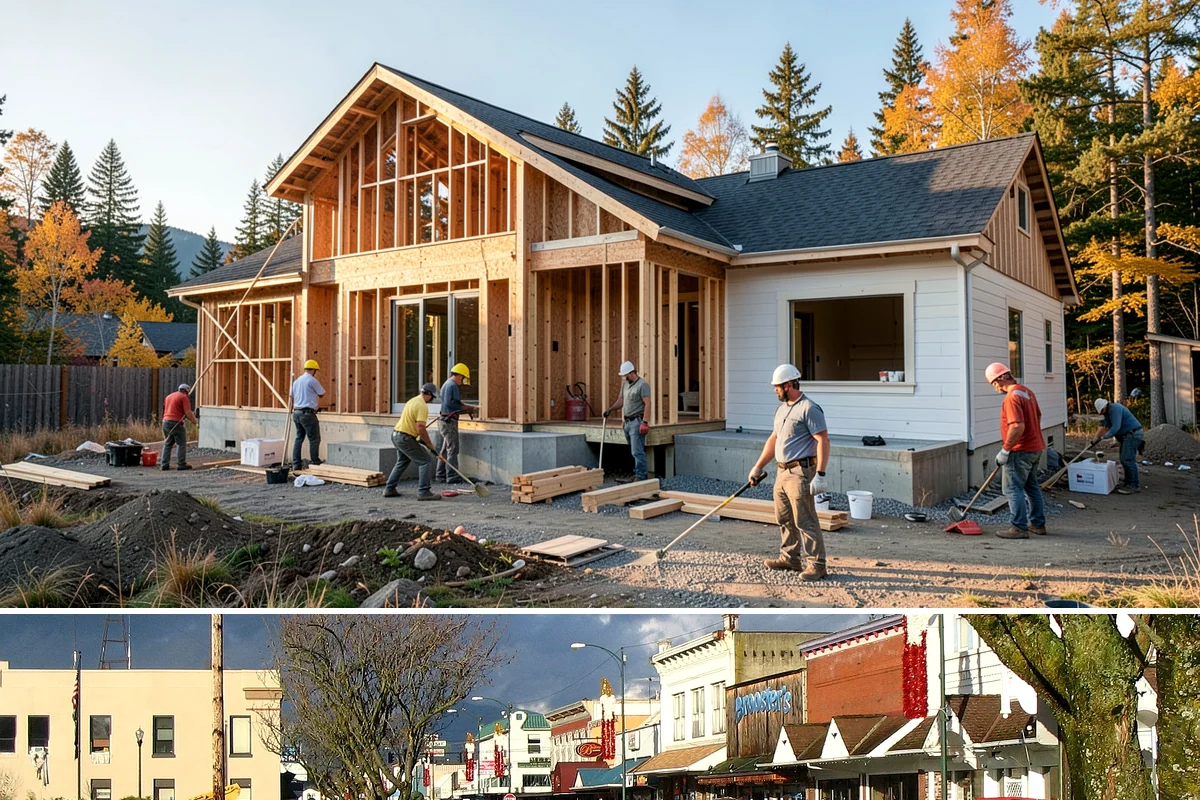 Tiny Home Construction in Arlington, Snohomish County, WA - Tiny home exterior construction is best completed in the drier months to keep the compact structure protected while it goes up.