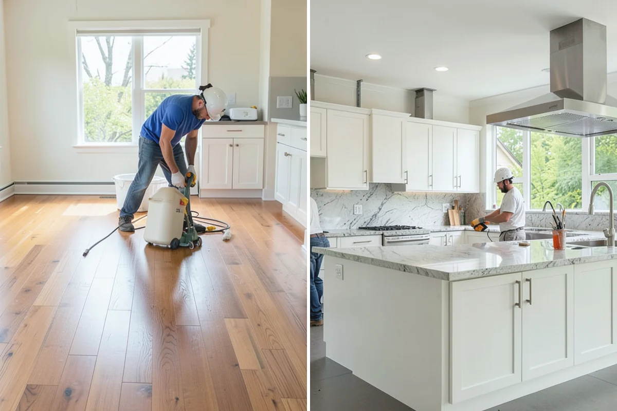 Toe Kick Installation in Des Moines, King County, WA - Measure the base cabinet recess