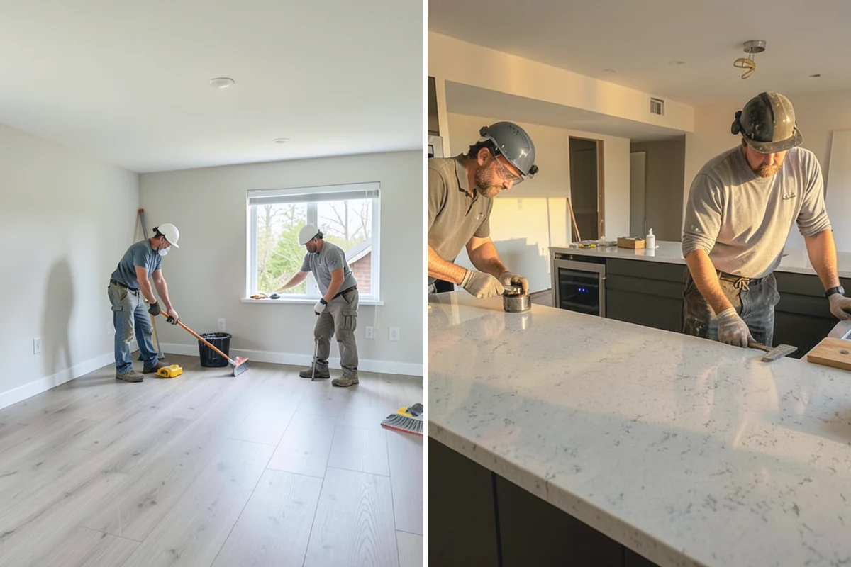 Toe Kick Installation in Marysville, Snohomish County, WA - Measure the base cabinet recess