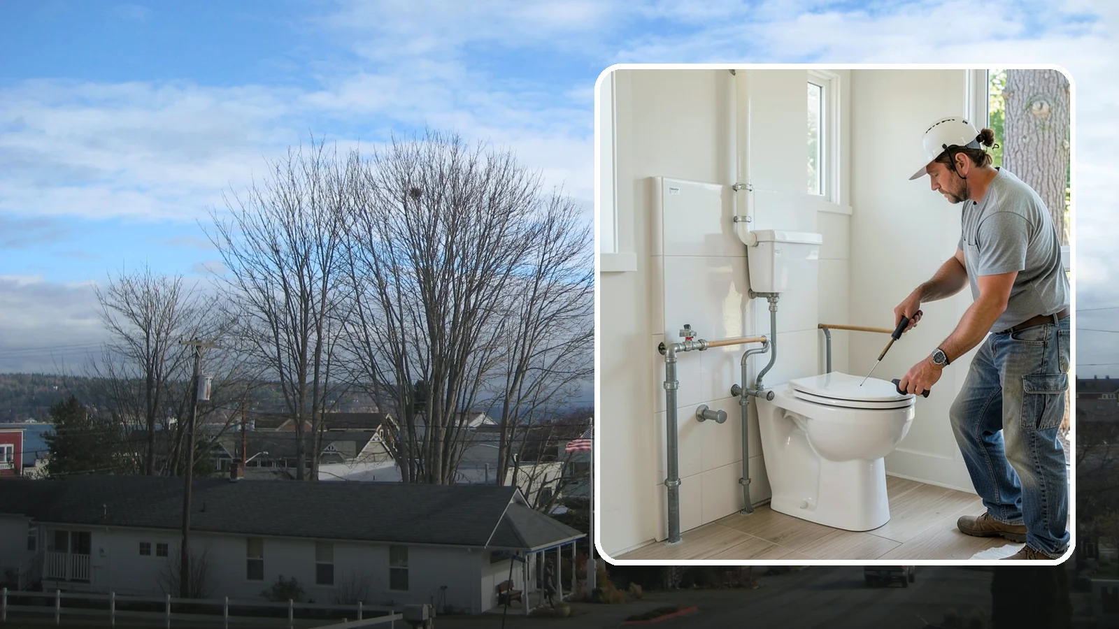 Toilet Installation in Langley, Island County, WA - A toilet installation sets a new, efficient fixture with a secure, leak-free seal.