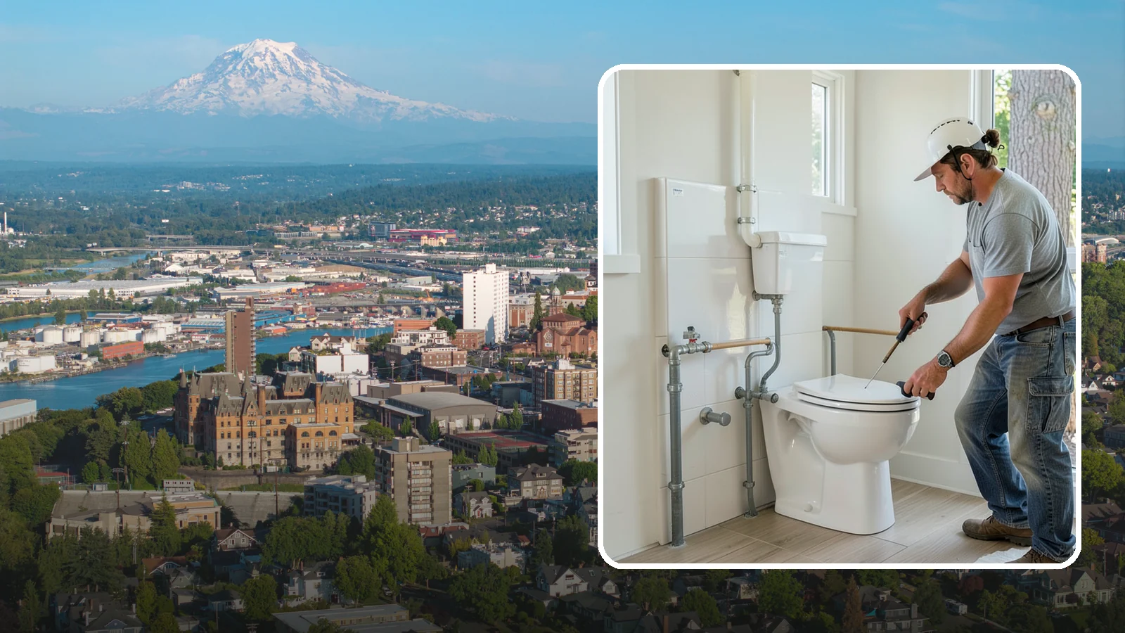 Toilet Installation in Tacoma, Pierce County, WA - A toilet installation sets a new, efficient fixture with a secure, leak-free seal.